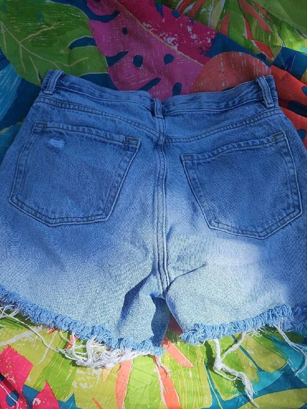 Women's Light Blue Distressed Denim Shorts